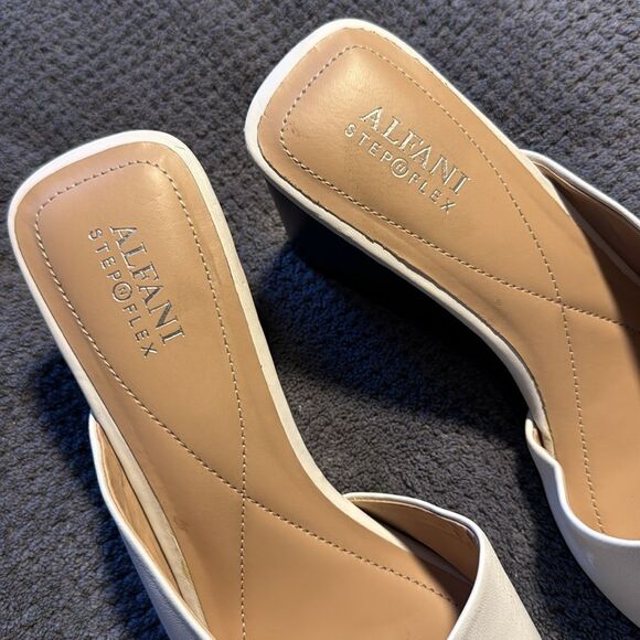 Alfani Laurita Leather Wedge Sandals Women’s Size 10 Step N‎ Flex White Open Toe - Picture 4 of 14